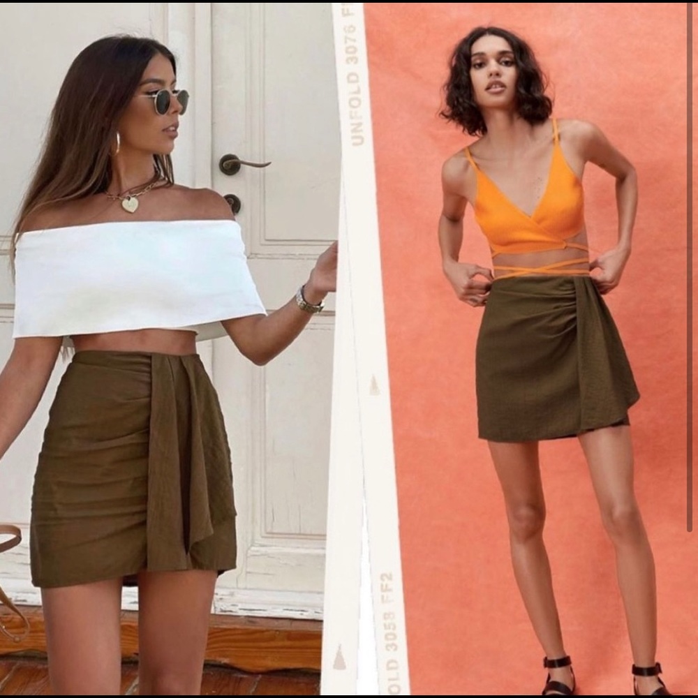 Zara Ruched Mini Skirt - Picture 1 of 9
